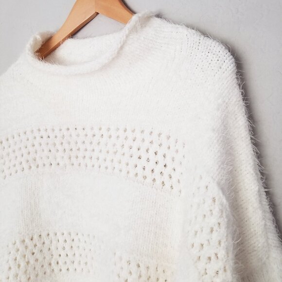 Arizona Jean Co Ivory Eyelash Fluffy Fuzzy Chunky Knit Crop Sweater XL Soft Cozy - Picture 13 of 16